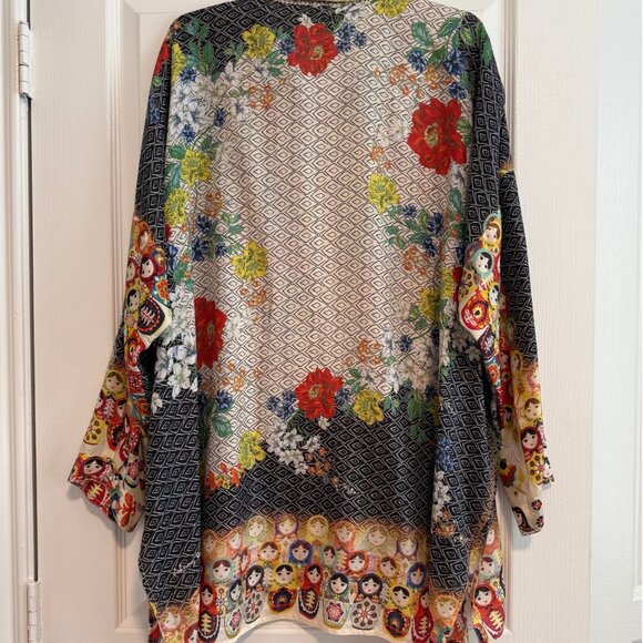 Johnny Was Babette 100 Silk Nesting Dolls Matryoshka Tunic Blouse - Picture 3 of 5